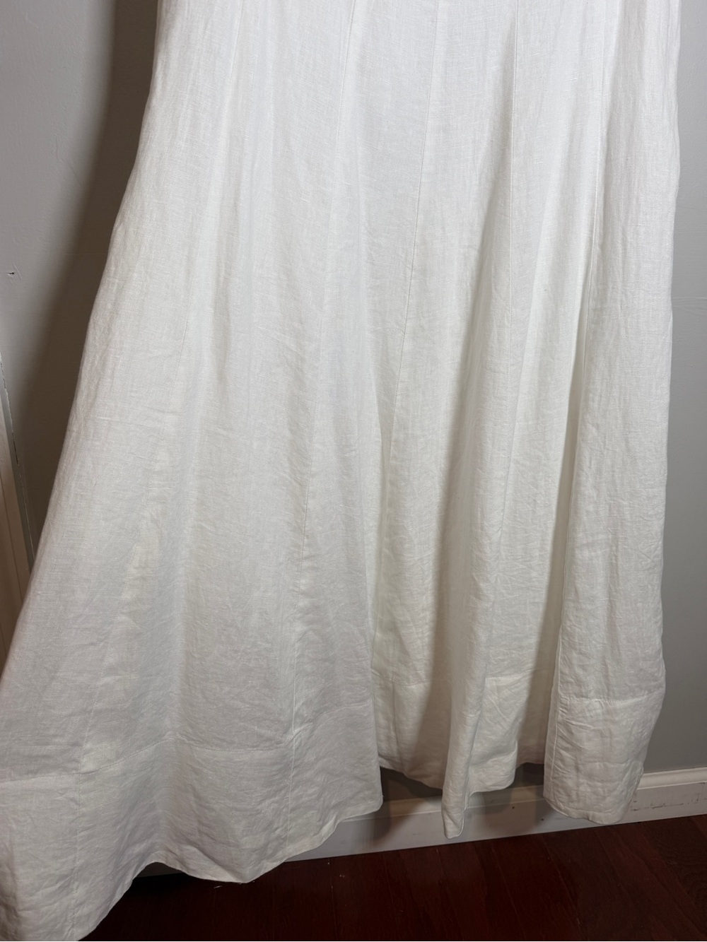Lilly Putlizer CALINA Resort White Linen Maxi Dress Minimalist Coastal Sz 16 - Picture 5 of 10